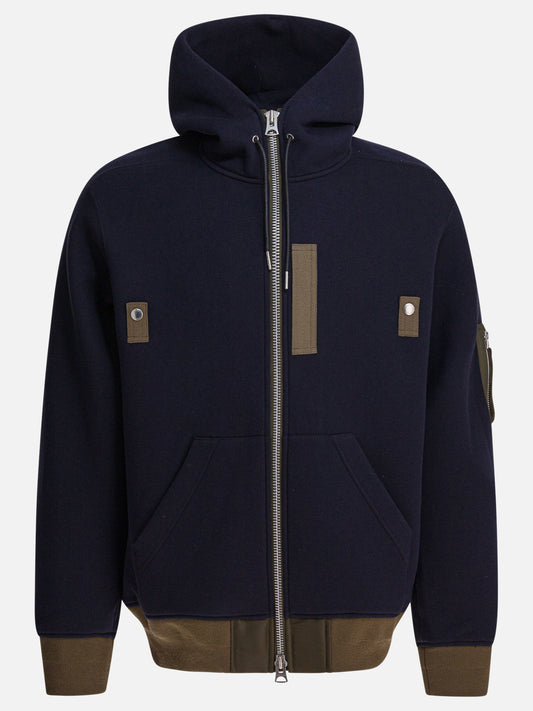 Full zip sweatshirts Solid colour  Blue - Sacai Men | PDP | VIETTI Online Store 

