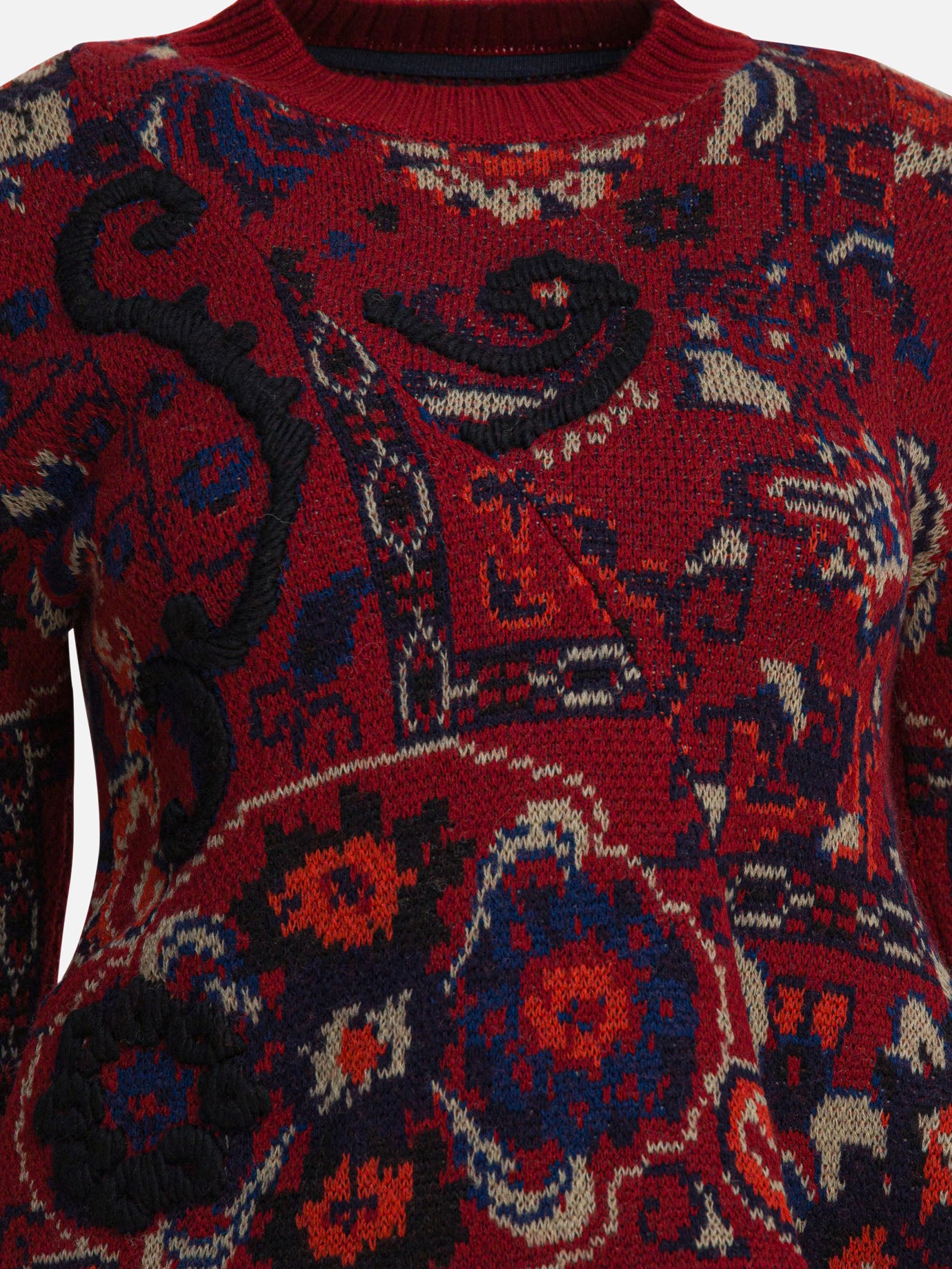 Crewneck sweaters Floral  Bordeaux - Sacai Women | PDP | VIETTI Online Store | thumbnail_3