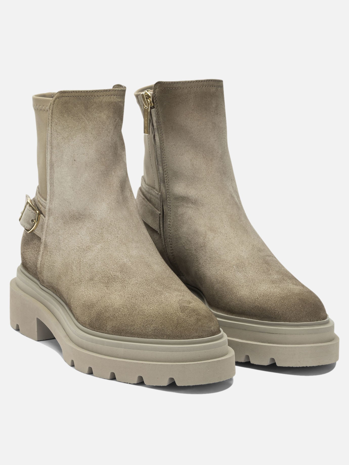 Zipped boots 100% suede - 100% rubber  Beige - Santoni Women | PDP | VIETTI Online Store | thumbnail_2