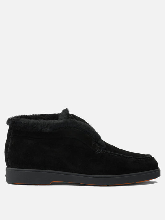 Pull-on boots 100% suede - 100% rubber  Black - Santoni Women | PLP | VIETTI Online Store 
