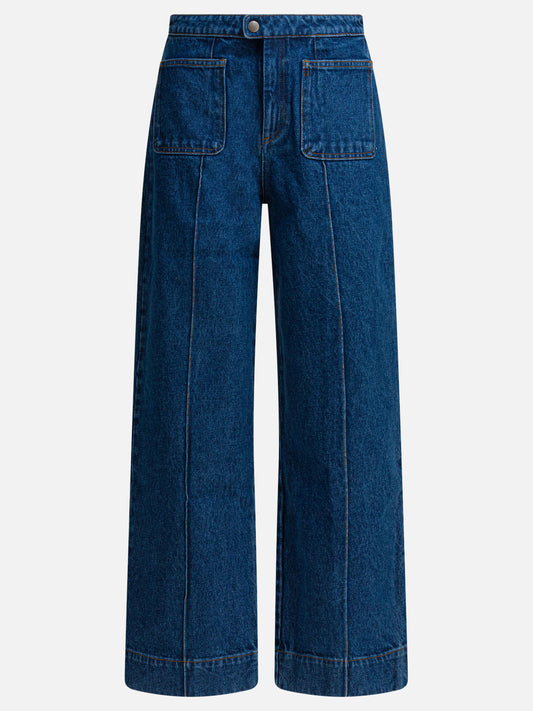 Wide-leg jeans Solid colour  Blue - Soeur Women | PDP | VIETTI Online Store 

