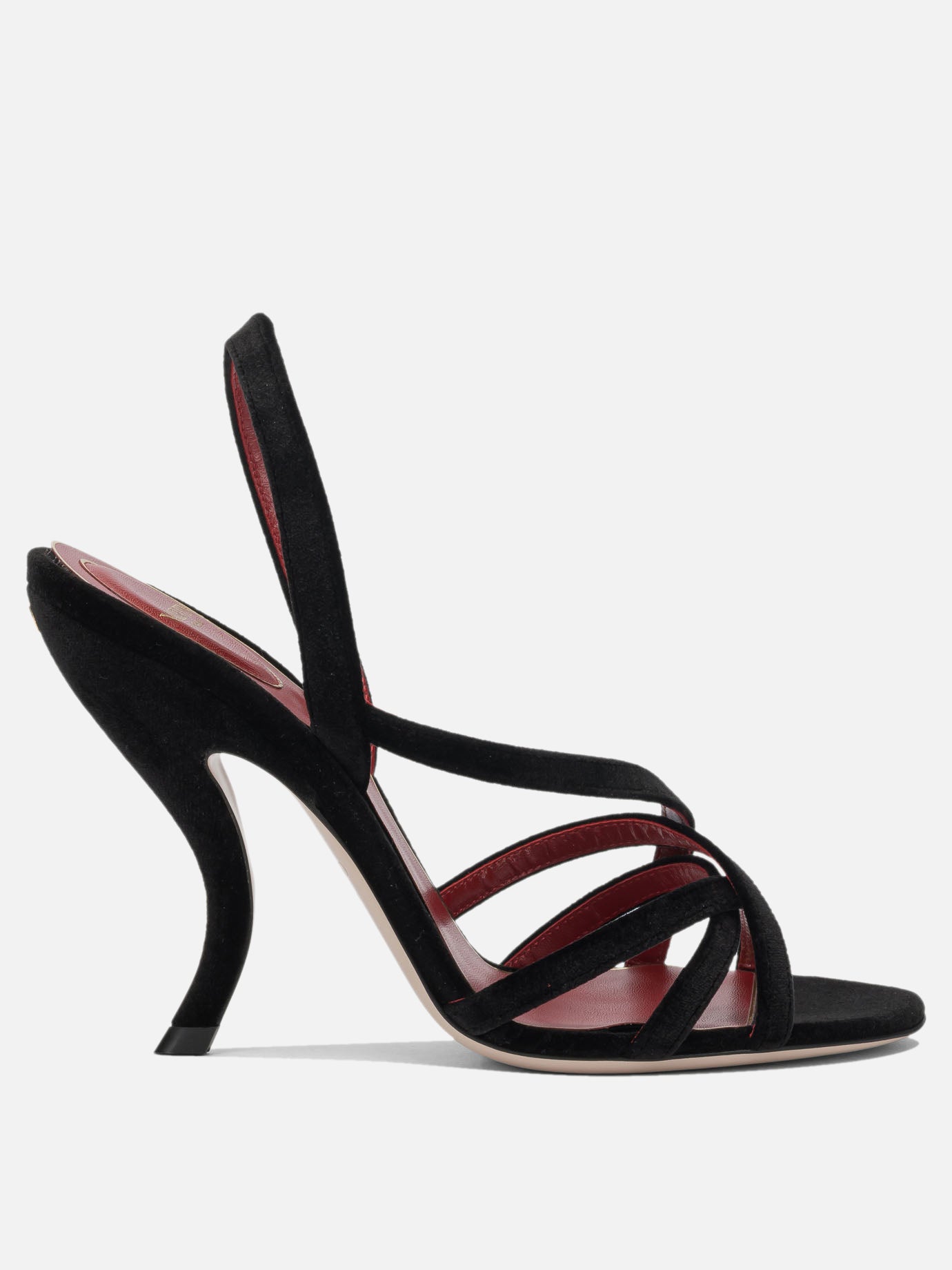 Heeled sandals 100% fabric - 100% leather - 100% rubber  Black - Valentino Garavani Women | PDP | VIETTI Online Store | thumbnail