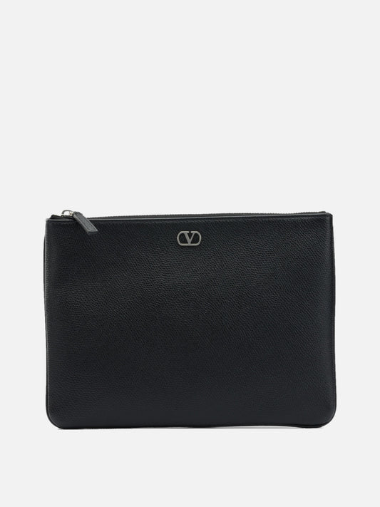 Pouch 100% leather  Black - Valentino Garavani Men | PDP | VIETTI Online Store 
